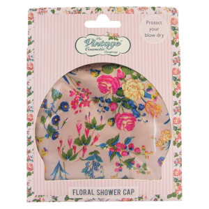 Bonnet de Douche The Vintage Cosmetic Company – Satin Rose à Motif Fleuri