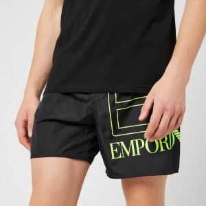 Emporio Armani EA7 Men's Sea World BW Big Logo Boxer Swim Shorts - Nero