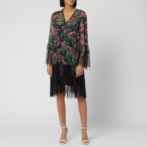 McQ Alexander McQueen Women's Volume Hybrid Pleat Dress - Pink Green