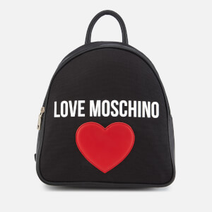 Love Moschino Women's Canvas Heart Logo Backpack - Black