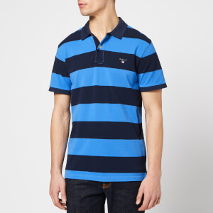 GANT Men's Barstripe Pique Rugger Polo Shirt - Palace Blue