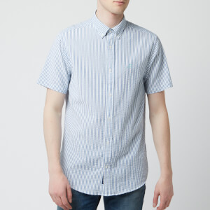 GANT Men's Tech Prep Seersucker Stripe Short Sleeve Shirt - Poseidon Blue