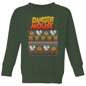 Danger Mouse Pattern Knit Kids' Sweatshirt - Forest Green