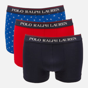 Polo Ralph Lauren Men's 3 Pack Classic Trunk Boxer Shorts - Cruise Navy/Red/Sapphire Star