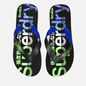 Superdry Men's Scuba Faded Logo Flip Flops - Black/Cobalt/Fluro Green