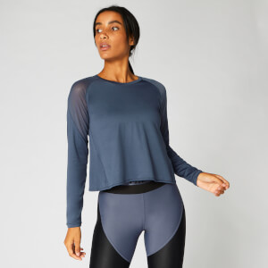 Myprotein Mesh Panel Long Sleeve Top - Dark Indigo