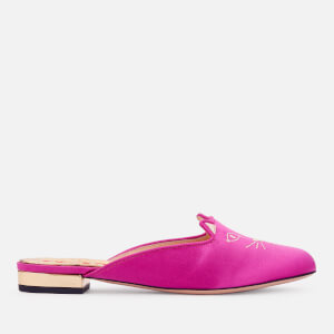 Charlotte Olympia Women's Kitty Satin Mules - Fuchsia/Gold