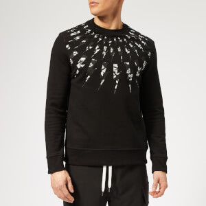 Neil Barrett Men's Fairisle Floral Lightning Bolt Sweatshirt - Black/White