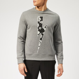 Neil Barrett Men's Floral Thunderbolt Sweatshirt - Smoke/Black/White