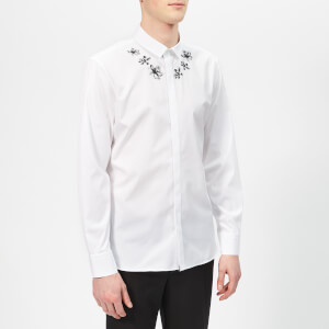 Neil Barrett Men's Collar Flower Shirt - White