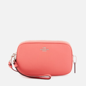 Coach Women's Polished Pebble Cross Body Clutch Bag - Bright Coral