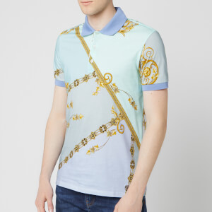 Versace Collection Men's All Over Print Polo Shirt - Blue