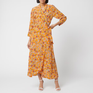 HUGO Women's Kerlina Floral Wrap Dress - Orange Floral