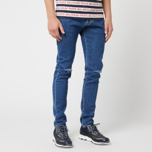 Balmain Men's Embroidery Slim Jeans - Bleu