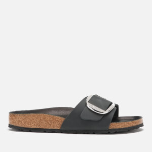 Birkenstock Women's Madrid Big Buckle Leather Slim Fit Double Strap Sandals - Black