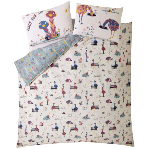 Fat Face Kids Elsie Emu Quilt Duvet Cover Set - Pink