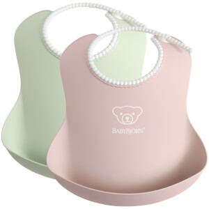 BABYBJÖRN Baby Bib - Green and Powder Pink (2 Pack)