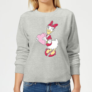 Disney Daisy Duck Love Heart Women's Sweatshirt - Grey