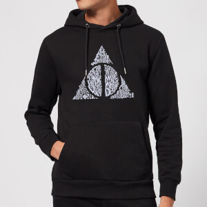 Harry Potter Deathly Hallows Text Hoodie - Black