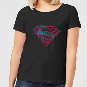 Justice League Superman Retro Grid Logo Women's T-Shirt - Black