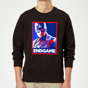Avengers Endgame Captain America Poster Sweatshirt - Black