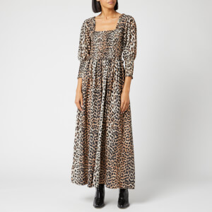 Ganni Women's Cotton Silk Dress - Leopard
