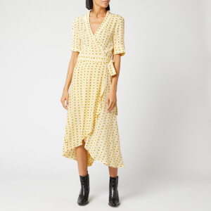 Ganni Women's Printed Crepe Dress - Maize