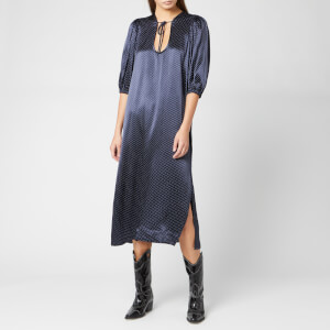 Ganni Women's Heavy Satin Dress - Total Eclipse