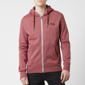 Superdry Men's Orange Label Zip Hoody - Darkest Red Feeder Stripe