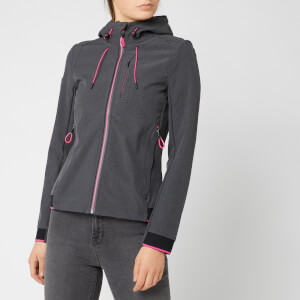 Superdry Women's Nu Hooded Sd-Windtrekker - Dark Charcoal/Fluro Cherry