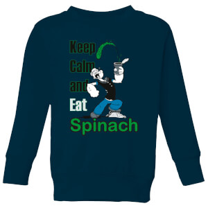 Popeye Keep Calm And Eat Spinach Kids' Sweatshirt - Navy