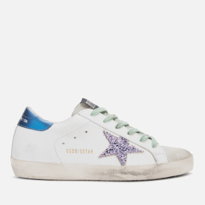 Golden Goose Deluxe Brand Women's Superstar Leather Trainers - White Blue/Pink Glitter