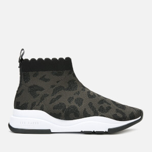 Ted Baker Women's Waverli Leopard Knitted Sock Trainers - Black