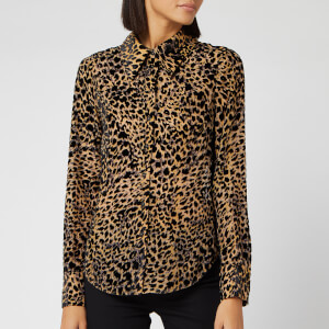 RIXO Women's Andrea Leopard Burnout Blouse - Multi