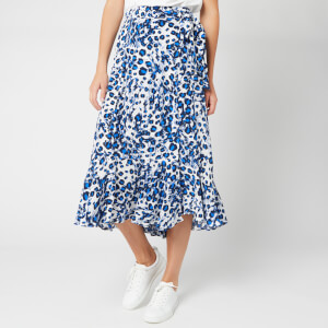 Whistles Women's Brushed Leopard Wrap Skirt - Blue/Multi