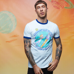 Camiseta ringer Rick y Morty Get Schwifty Summer & Tinkles - Blanco/azul