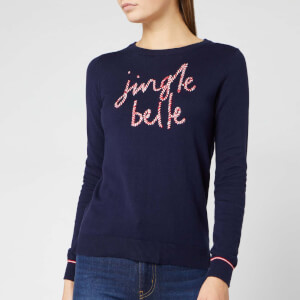 Joules Women's Festive Crew Neck Jumper - Navy Jingle Belle