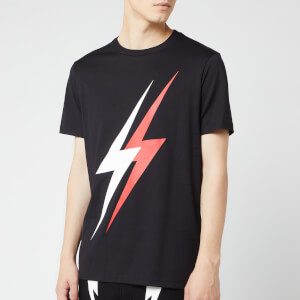 Neil Barrett Men's Double Bolt T-Shirt - Black/White/Red