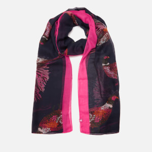 Joules Women's Wensley Pheasants Print Scarf - Navy