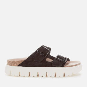 Birkenstock Papillio Women's Arizona Suede Chunky Sole Double Strap Sandals - Black