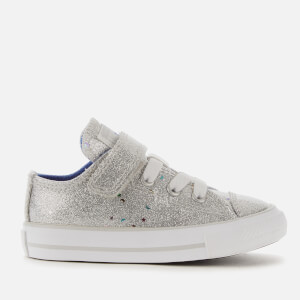 Converse Toddlers' Chuck Taylor All Star 1V Galaxy Glimmer Ox Trainers - Silver/Ozone Blue/White