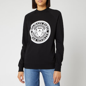 Balmain Women's Flocked Coin Sweatshirt - Black