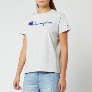 Champion Women's Big Script Crew Neck Short Sleeve T-Shirt - Grey Marl
