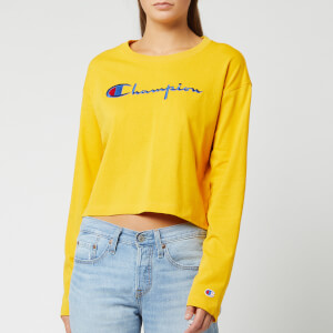 Champion Women's Big Script Long Sleeve Cropped T-Shirt - Golden Rod