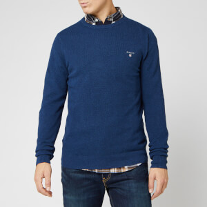 GANT Men's Cotton Pique Crew Sweatshirt - Marine Melange