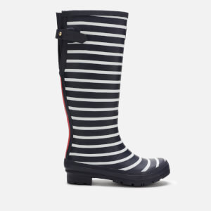 Joules Women's Welly Print Back Adjustable Tall Wellies - Cream Blue Stripe