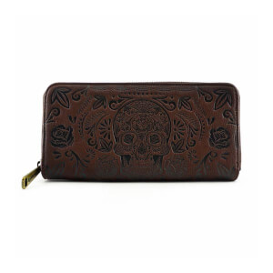 Loungefly Sugar Skull Brown Zip Around Wallet