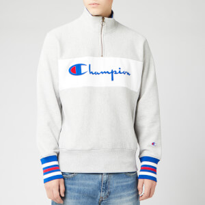 Champion Men's Big Script Half Zip Sweatshirt - Grey Marl
