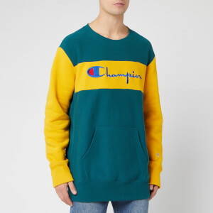Champion Men's Color Block Crew Sweatshirt - Green