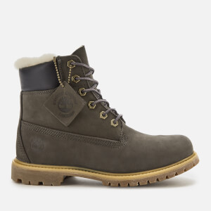 Timberland Women's 6 Inch Premium Shearling Boots - Dark Grey Nubuck